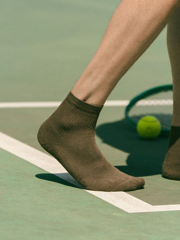 Pétrone chaussettes de tennis coton bio ecocell vert kaki homme