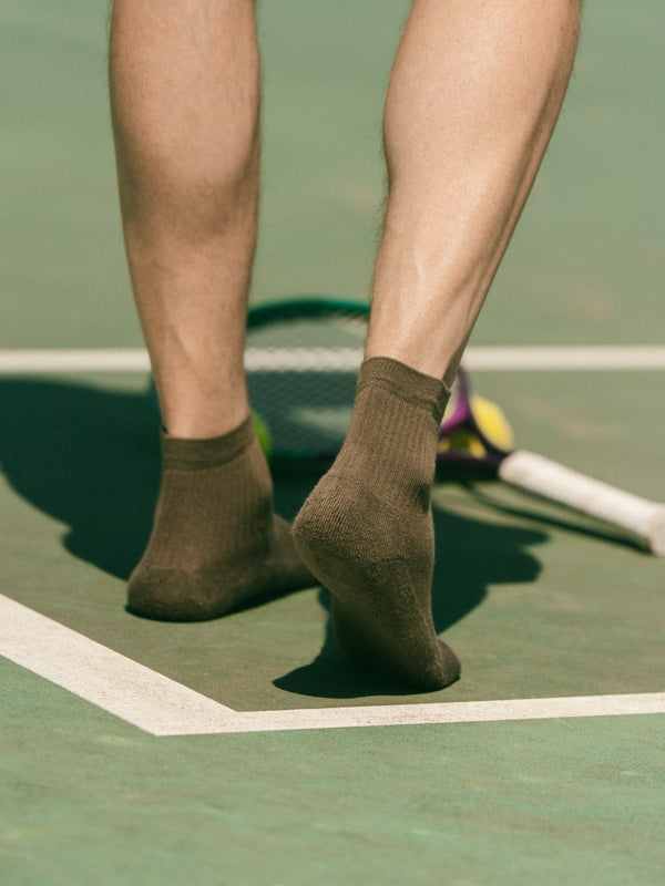 Pétrone chaussettes de tennis coton bio ecocell vert kaki homme
