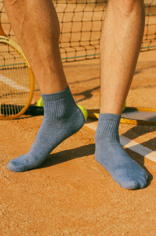 Pétrone chaussettes de tennis coton bio ecocell bleu jean homme