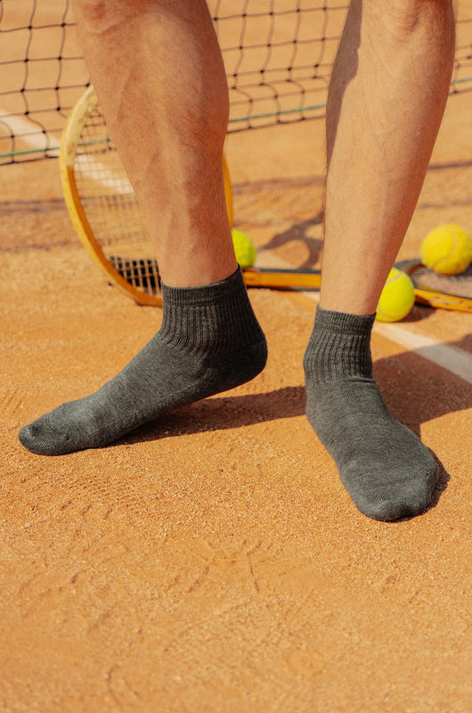 Pétrone chaussettes de tennis coton bio ecocell gris homme