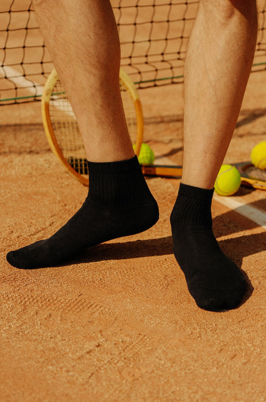 Pétrone chaussettes de tennis coton bio ecocell noir homme