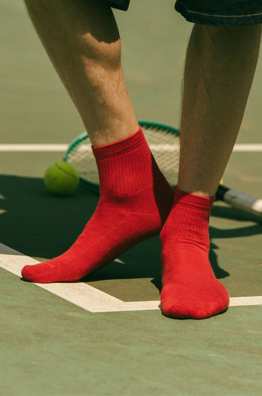 Pétrone chaussettes de tennis coton bio ecocell rouge homme