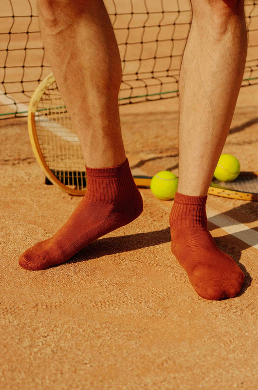 Pétrone chaussettes de tennis coton bio ecocell rouille homme