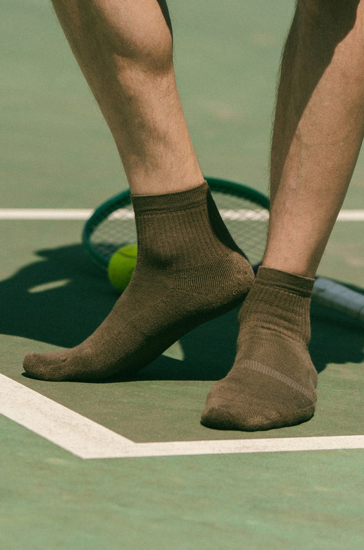 Pétrone chaussettes de tennis coton bio ecocell vert kaki homme