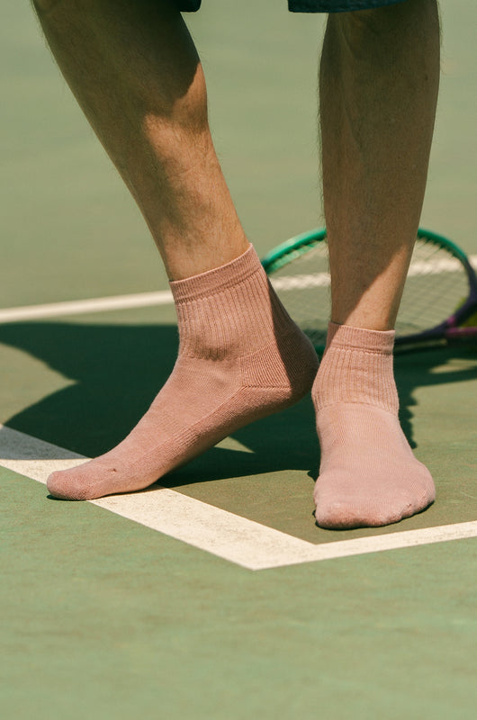 Pétrone chaussettes de tennis coton bio ecocell vieux rose homme