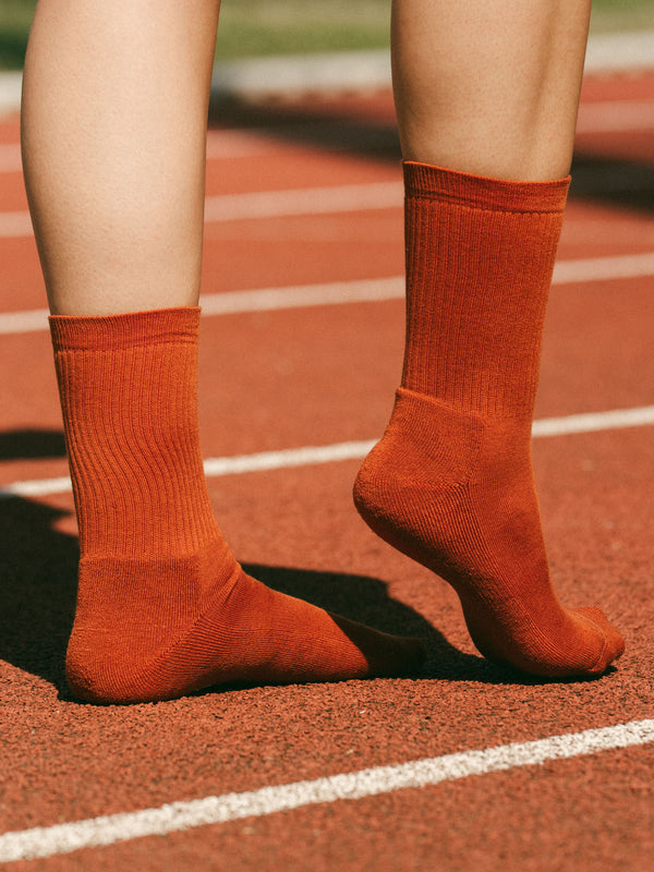 Pétrone chaussettes de tennis coton bio ecocell rouille femme