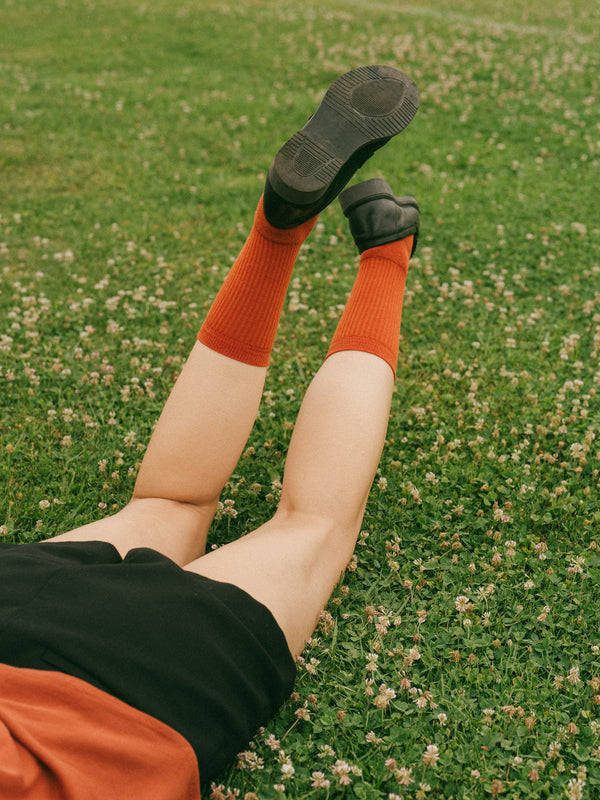 Pétrone chaussettes de tennis coton bio ecocell rouille femme