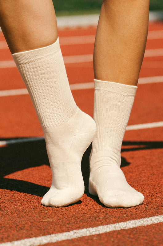 Pétrone chaussettes de tennis coton bio ecocell femme écru
