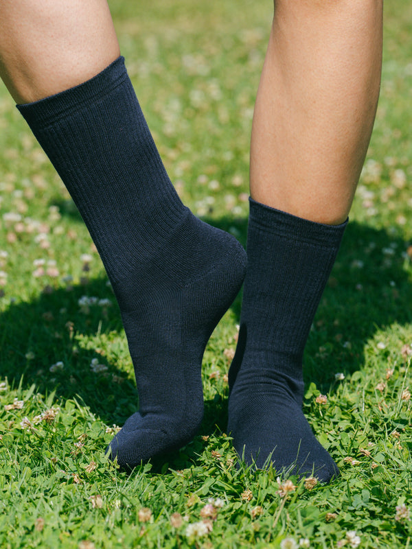 Pétrone chaussettes de tennis coton bio ecocell bleu marine femme
