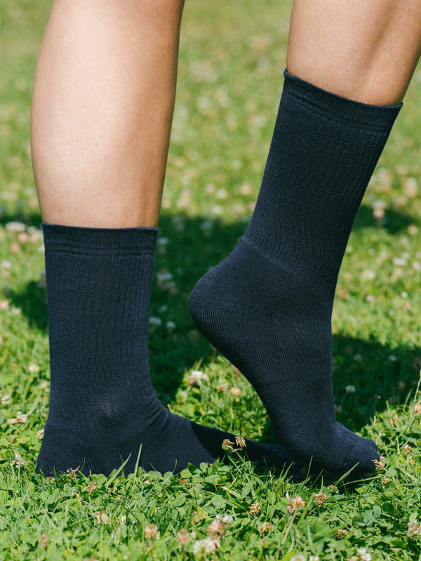 Pétrone chaussettes de tennis coton bio ecocell bleu marine femme