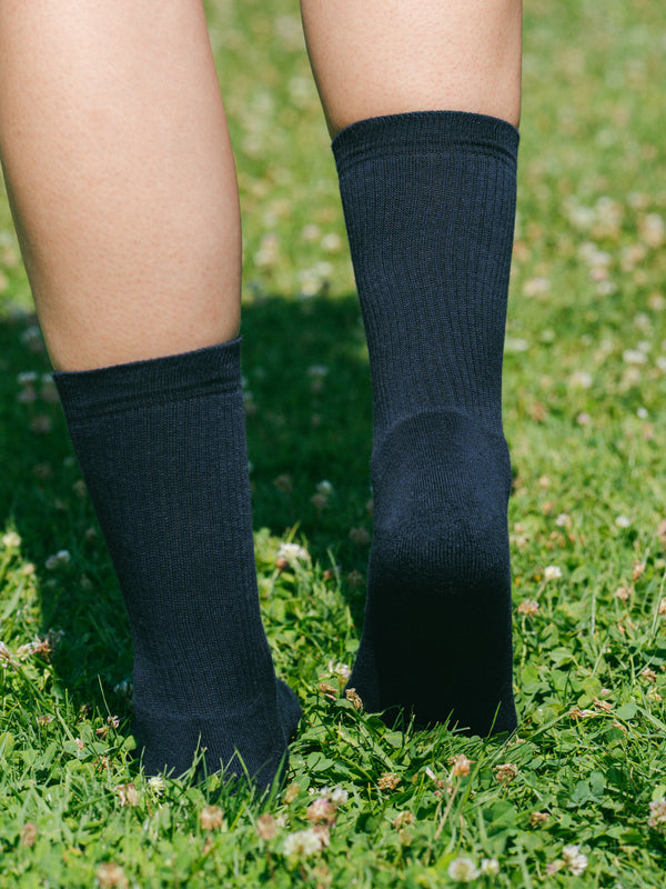 Pétrone chaussettes de tennis coton bio ecocell bleu marine femme