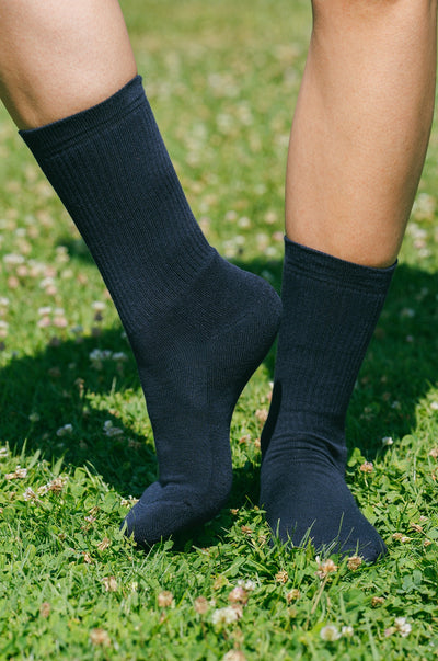 Pétrone chaussettes de tennis coton bio ecocell bleu marine homme