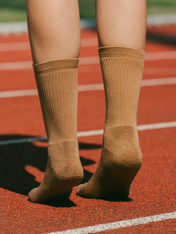 Pétrone chaussettes de tennis coton bio ecocell camel femme