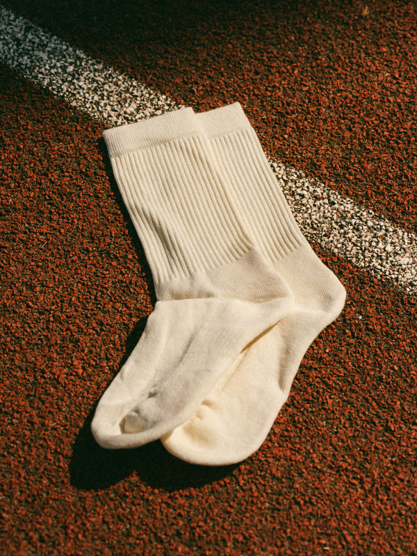 Pétrone chaussettes de tennis coton bio ecocell écru femme