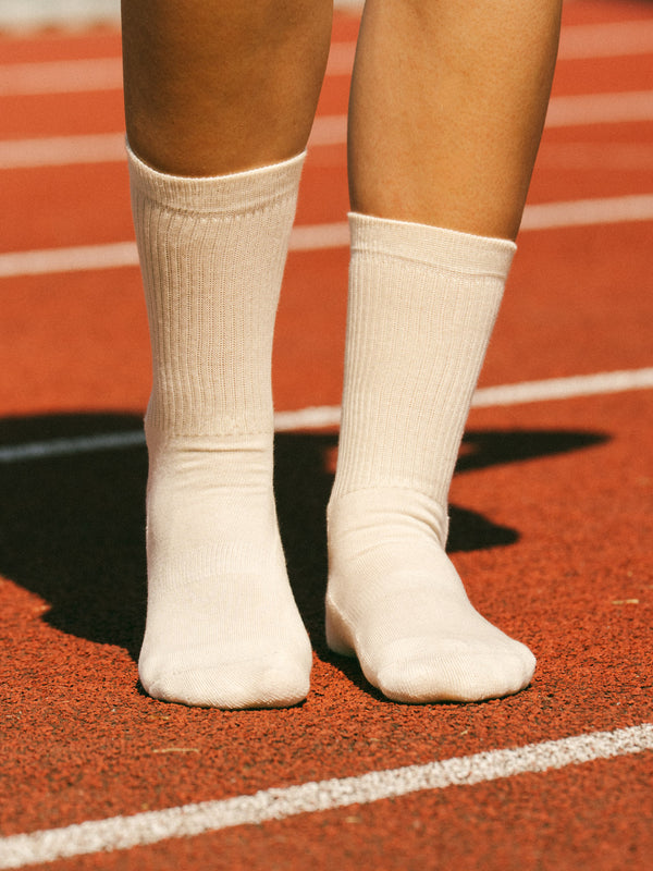 Pétrone chaussettes de tennis coton bio ecocell écru femme