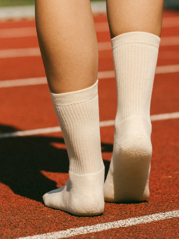 Pétrone chaussettes de tennis coton bio ecocell écru femme