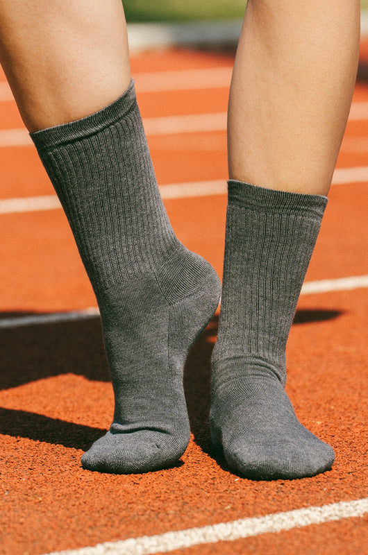 Pétrone chaussettes de tennis coton bio ecocell femme gris