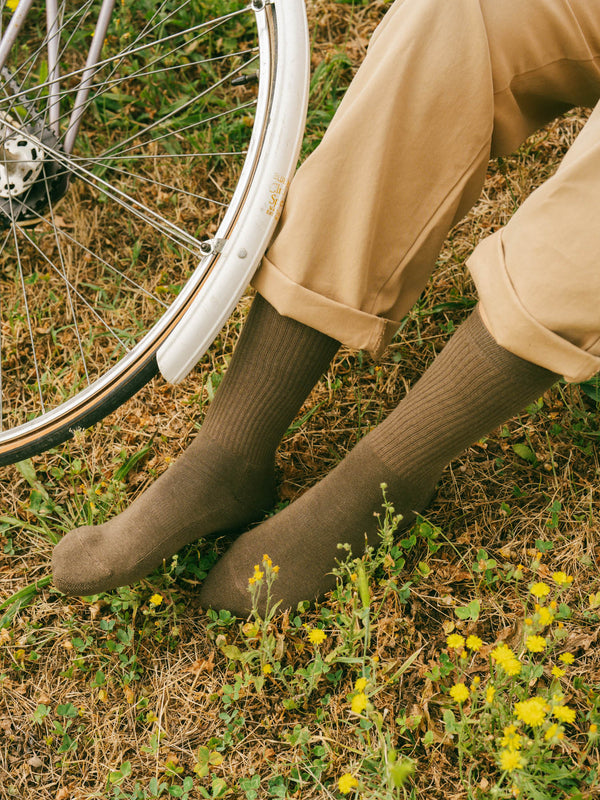 Pétrone chaussettes de tennis coton bio ecocell vert kaki femme