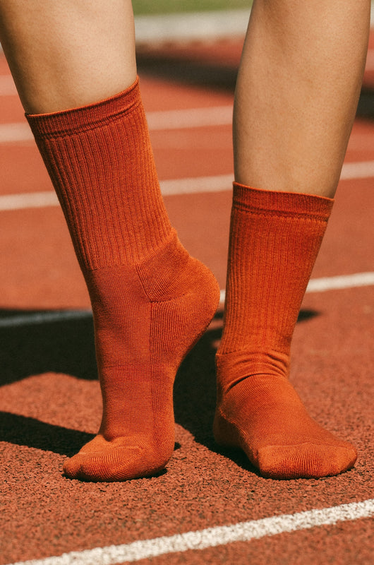 Pétrone chaussettes de tennis coton bio ecocell femme rouille