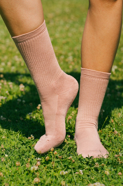 Pétrone chaussettes de tennis coton bio ecocell vieux rose homme