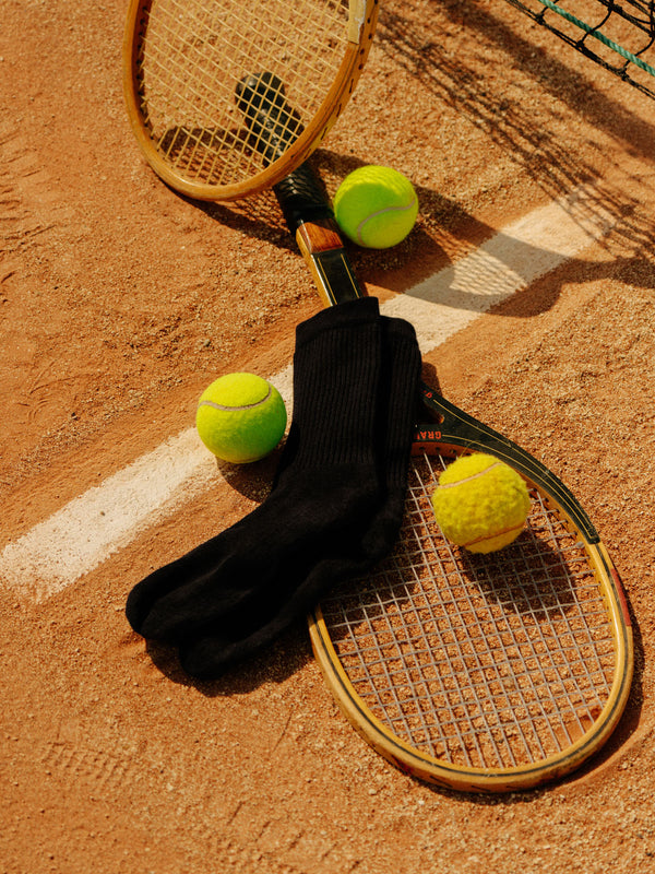 Pétrone chaussettes de tennis coton bio ecocell écru rayé marine homme