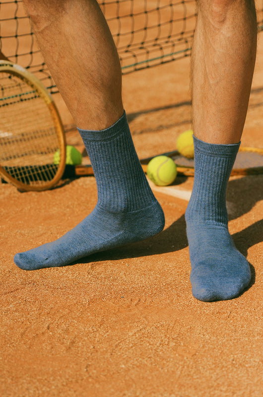 Pétrone chaussettes de tennis coton bio ecocell bleu jean homme