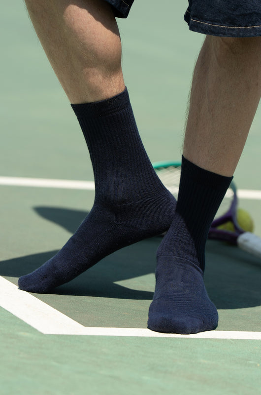 Pétrone chaussettes de tennis coton bio ecocell bleu marine homme