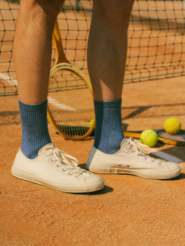 Pétrone chaussettes de tennis coton bio ecocell bleu jean homme