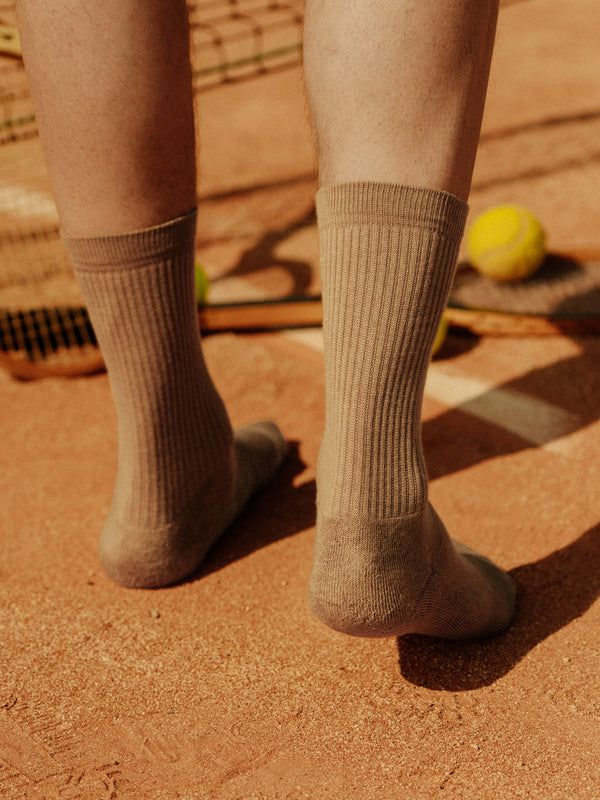 Pétrone chaussettes de tennis coton bio ecocell camel homme