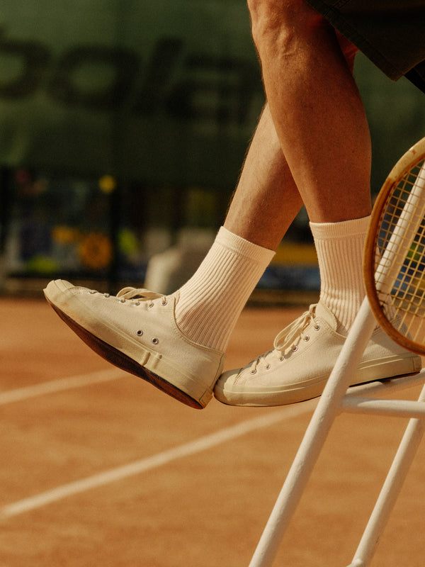 Pétrone chaussettes de tennis coton bio ecocell écru homme