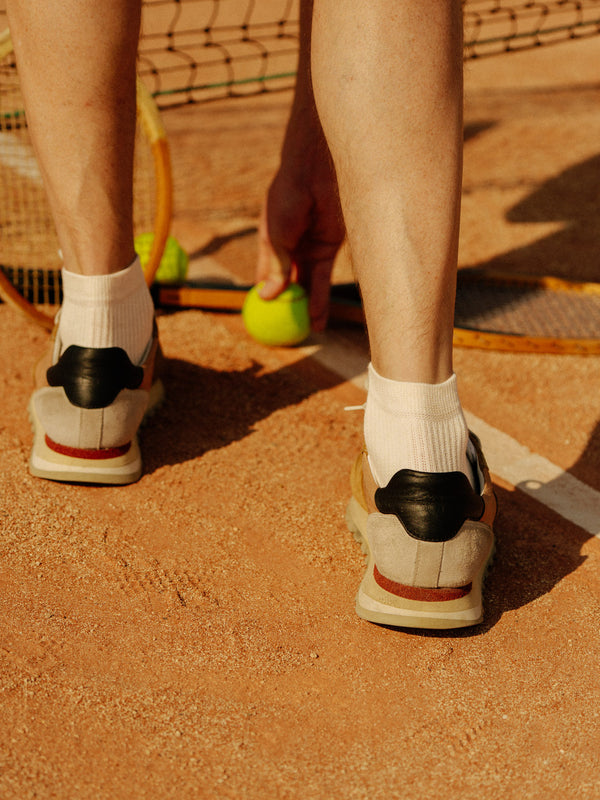 Pétrone chaussettes de tennis coton bio ecocell écru homme
