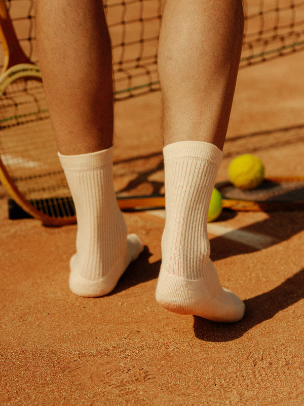 Pétrone chaussettes de tennis coton bio ecocell écru homme