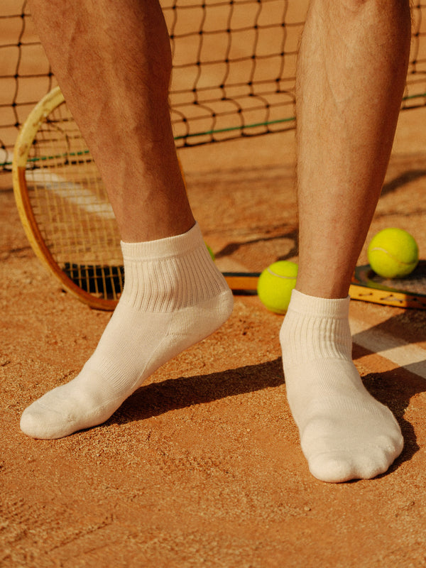 Pétrone chaussettes de tennis coton bio ecocell écru homme