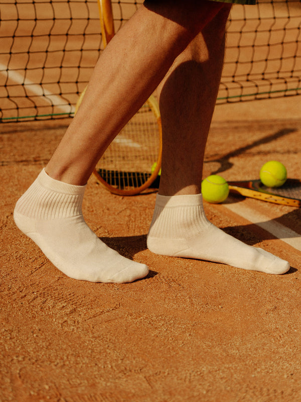 Pétrone chaussettes de tennis coton bio ecocell écru homme