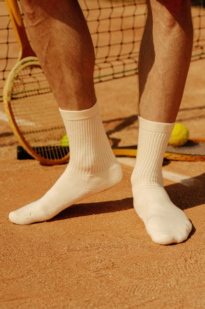 Pétrone chaussettes de tennis coton bio ecocell écru homme