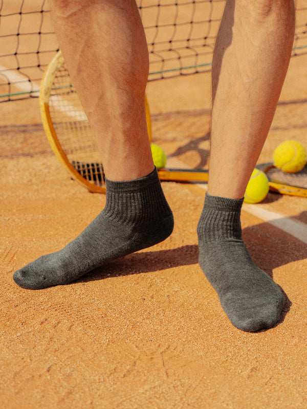 Pétrone chaussettes de tennis coton bio ecocell gris moyen homme