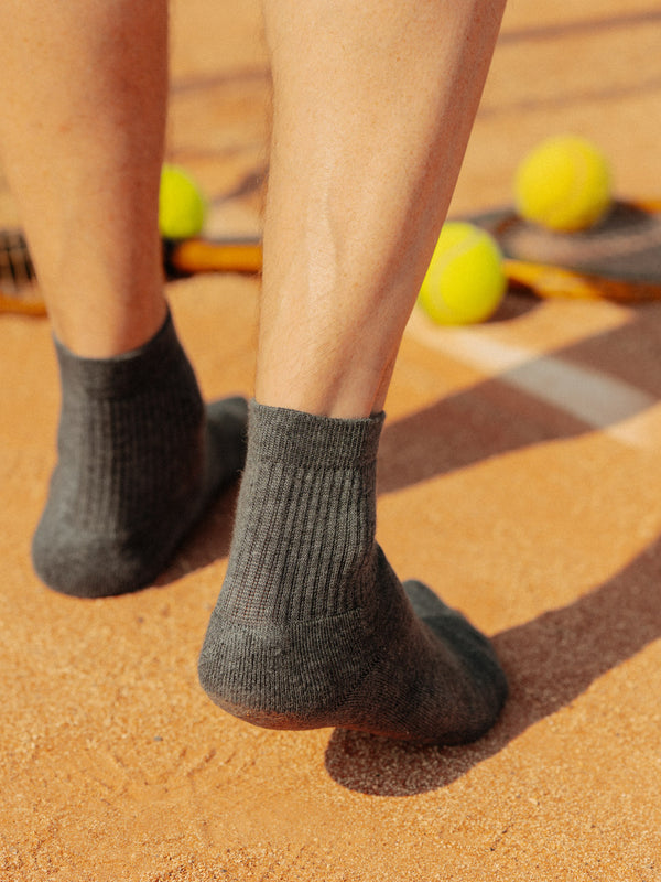 Pétrone chaussettes de tennis coton bio ecocell gris moyen homme