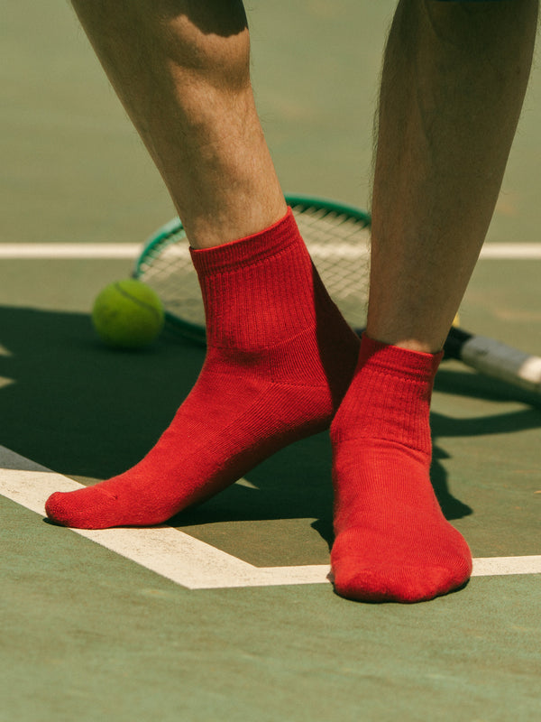 Pétrone chaussettes de tennis coton bio ecocell rouge homme