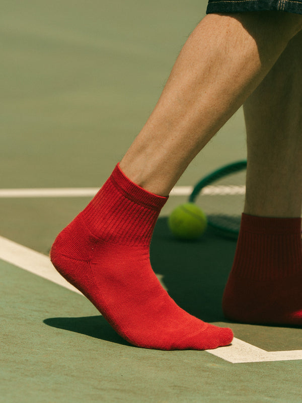 Pétrone chaussettes de tennis coton bio ecocell rouge homme