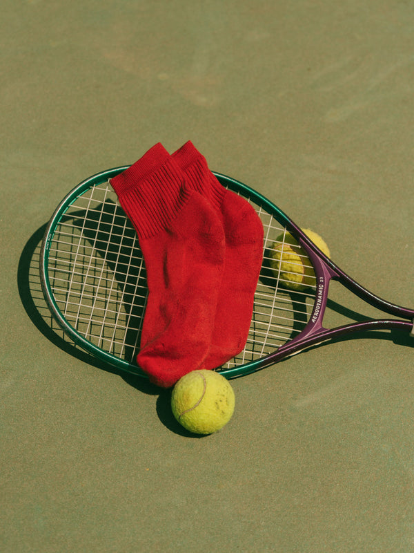 Pétrone chaussettes de tennis coton bio ecocell rouge homme