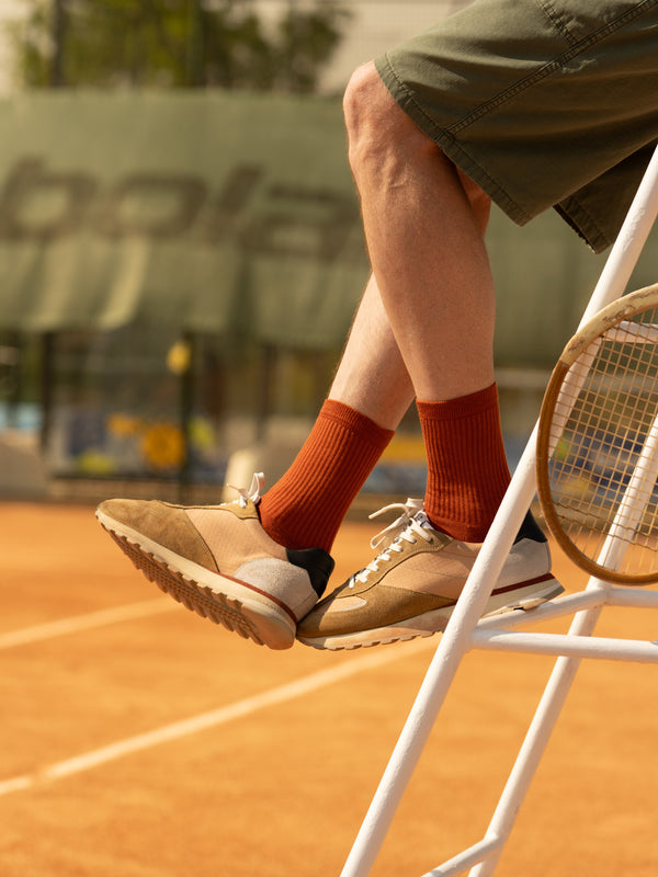 Pétrone chaussettes de tennis coton bio ecocell rouille homme