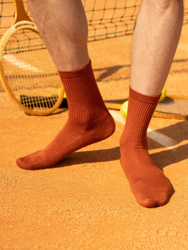 Pétrone chaussettes de tennis coton bio ecocell rouille homme