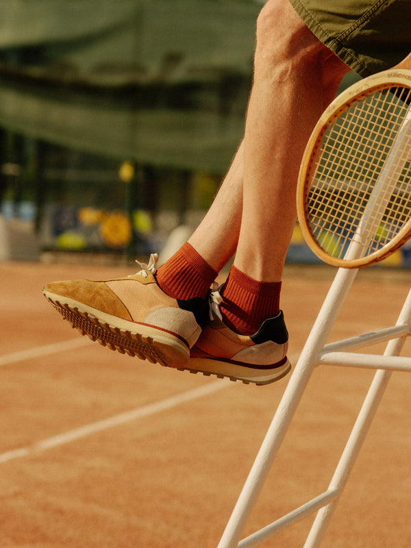Pétrone chaussettes de tennis coton bio ecocell rouille homme