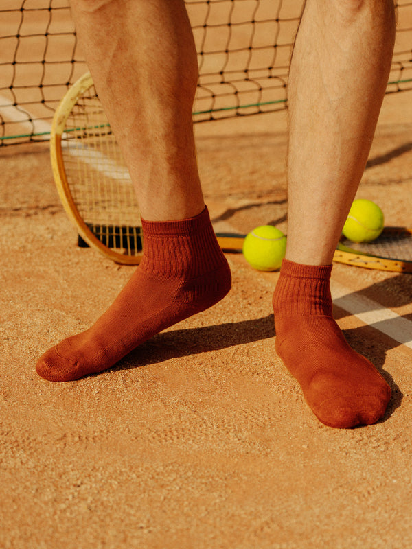 Pétrone chaussettes de tennis coton bio ecocell rouille homme