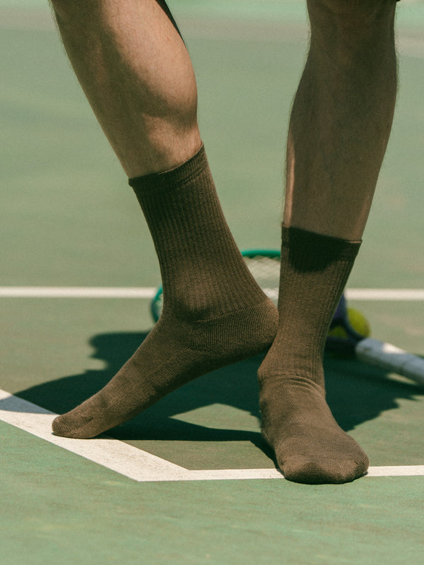 Pétrone chaussettes de tennis coton bio ecocell vert kaki homme