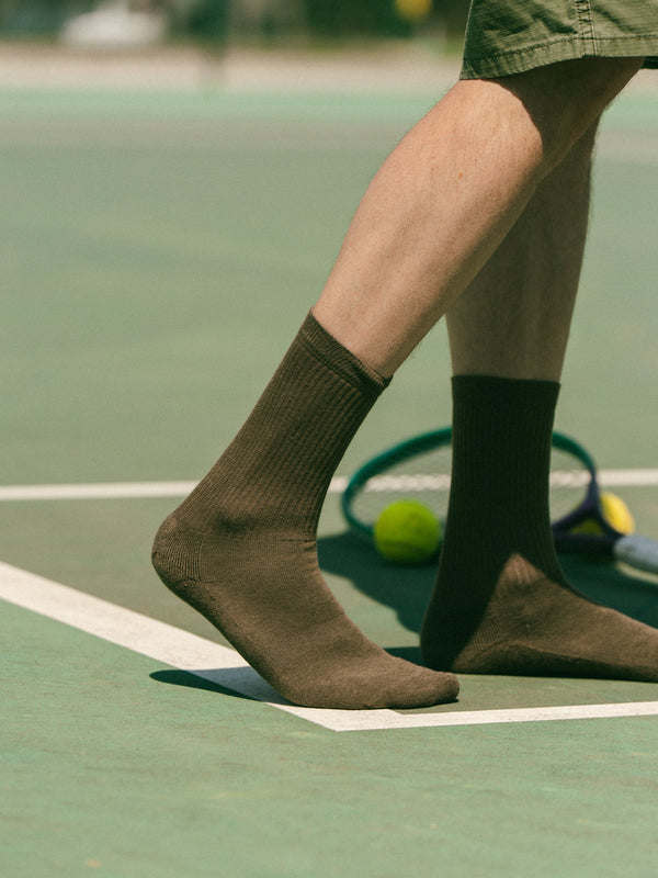 Pétrone chaussettes de tennis coton bio ecocell vert kaki homme