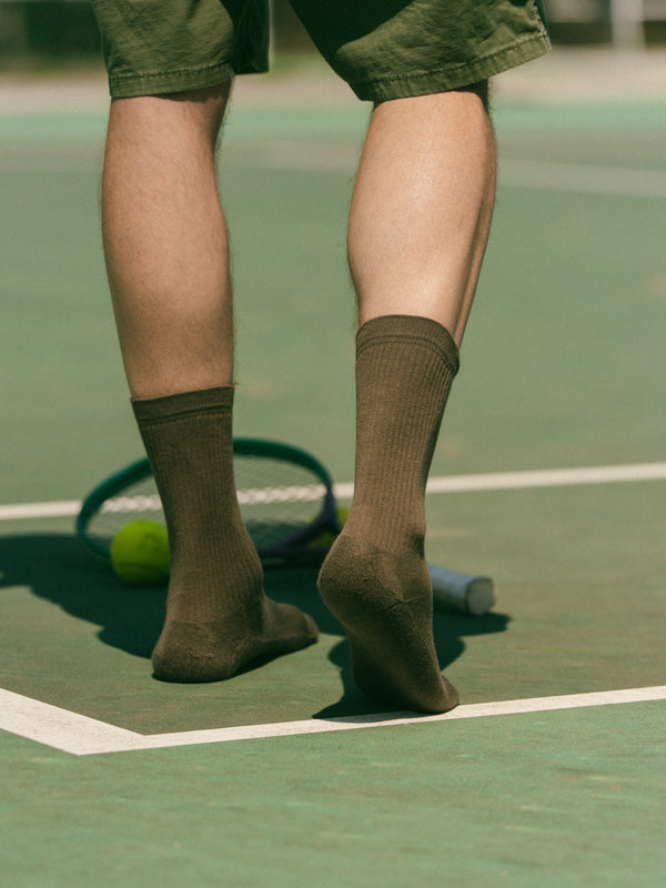 Pétrone chaussettes de tennis coton bio ecocell vert kaki homme