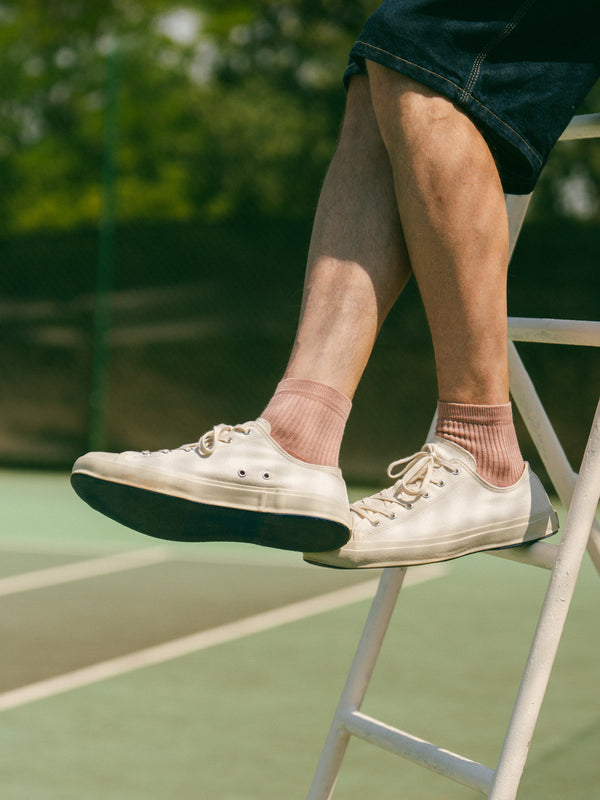 Pétrone chaussettes de tennis coton bio ecocell vieux rose homme
