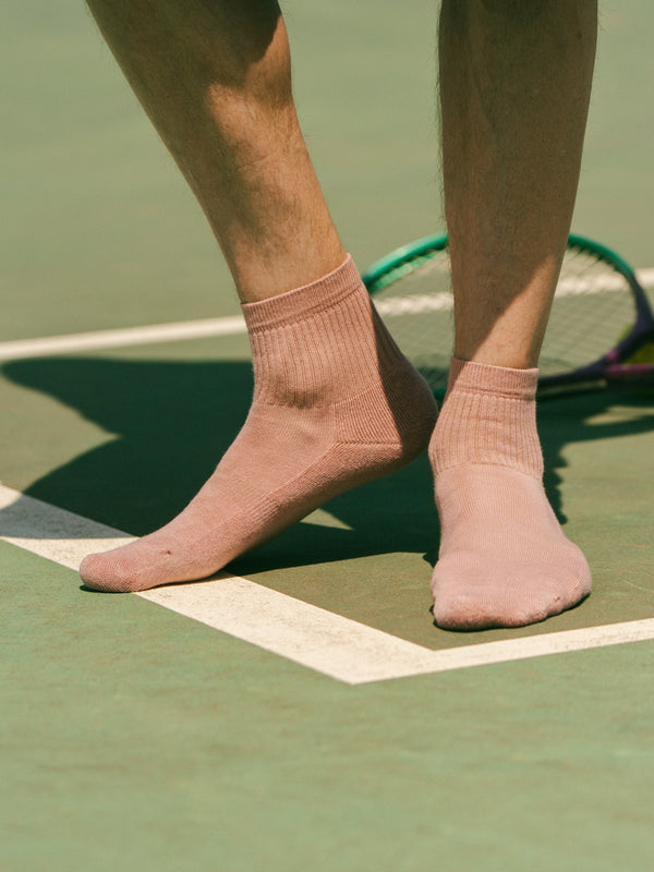 Pétrone chaussettes de tennis coton bio ecocell vieux rose homme
