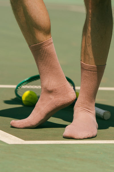 Pétrone chaussettes de tennis coton bio ecocell vieux rose homme
